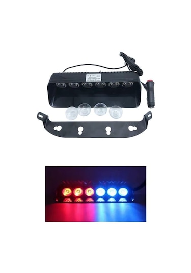 Vantuzlu Çakar Araç Içi Kırmızı-Mavi 6 Ledli Mercekli (S6-S12)