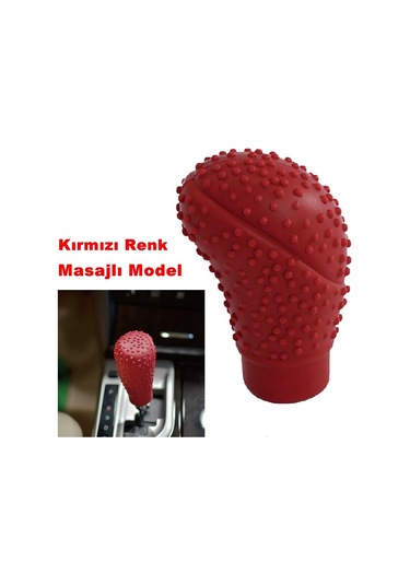 Point Silikonlu Vites Topuzu Kılıfı Kırmızı Oval Üniversal Ithal (532238016)