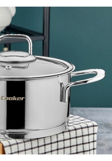 Cooker 16 Cm Bomonti Paslanmaz Çelik 2 Litre Derin Tencere Gümüş