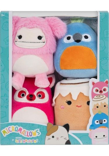 Micromallows Squishmallows Mini Yumuşak Peluş Oyuncak 4 Lü Figür Seti - 6 Cm - Model - 2 Çok Renkli