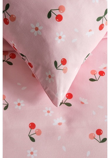 Ranforce Joyful Cherry Nevresim Takımı Tek Kişilik Pembe