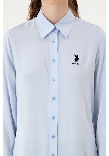 U.s. Polo Assn. Kadın Açık Mavi Gömlek Desenli 50316429-vr003 Acık Mavı