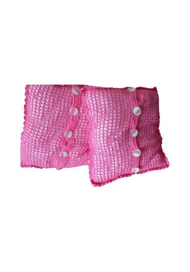 El Örgüsü Motifli Pembe Dekoratif Yastık 1 Çift