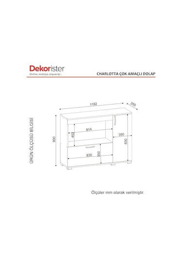 Dekorister Charlotta Çok Amaçlı Dolap Mikro Dalga Dolabı Beyaz-Co