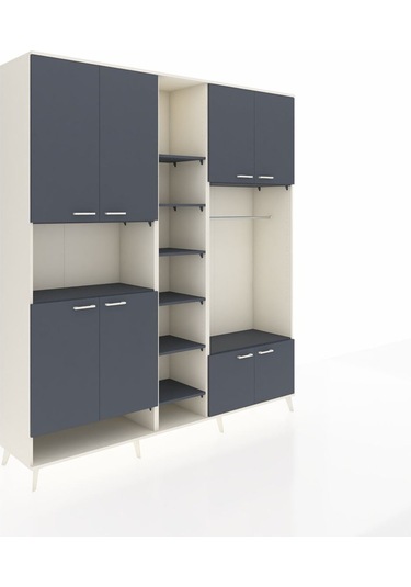 Hyperion Dolap 18 Raflı 8 Kapaklı Tek Askılı 220x44x243 Aytaşı-antrasit/antrasit Antrasıt/antrasıt