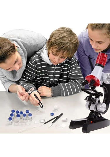 Techtic 100x-1200x Eğitici Mikroskop Kiti Zoom Science Led Işıklı
