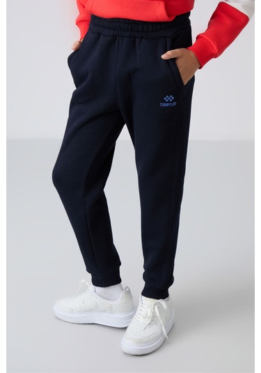 Lacivert Pamuklu Kalın İçi Tüylü Yumuşak Dokulu Standart Fit Nakışlı Erkek Çocuk Eşofman Takım - 11255 Lacivert