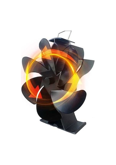 Pazly Jms Elektriksiz 6 Kanatlı Lotus Şömine Fanı, Isıyla Çalışır, Sessiz, 192x129x54 Mm