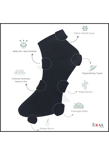 Erkek Çorap 6 Çift Dikişsiz Yazlık Bambu Kısa Patik Set