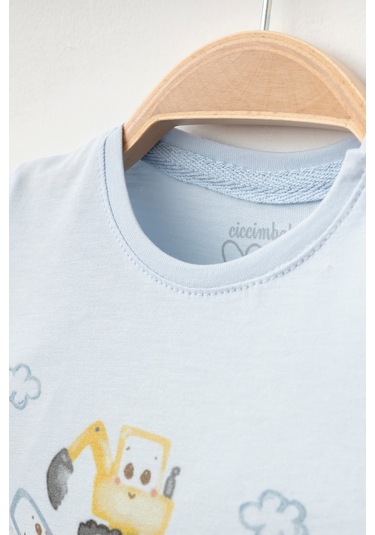 %100 Pamuklu Cloud Cars T-shirt Mavi