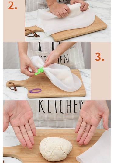 River World Orta Hamur Torbası Silikon Şeffaf Hamur Yoğurma Torbası Ekmek Makarna Mantı  Hamuru Kolay Yoğurma