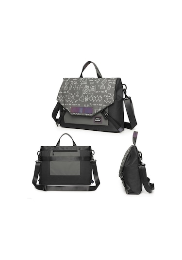 Luckybat Laptop Çantası Hava Yastığı Anti-damla Crossbody Çanta, Boyut: S 13.3-16 İnç Siyah Denklem