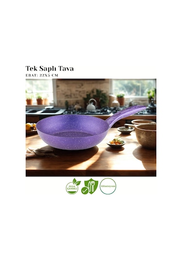 22 Cm Granit Tek Saplı Tava - Violet Violet