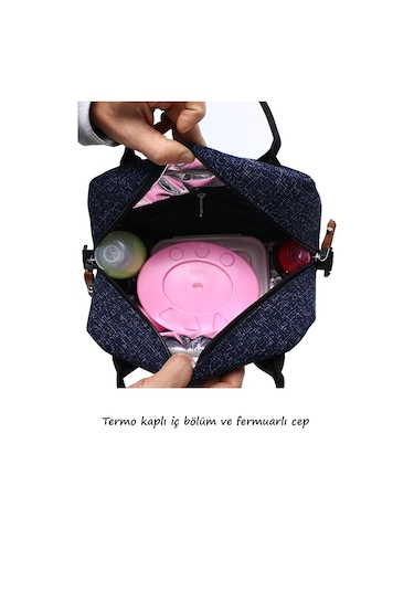 Stylo Food Bag Mama Ve Çok Amaçlı Yemek Taşıma Termos Çantası Puanlı Siyah