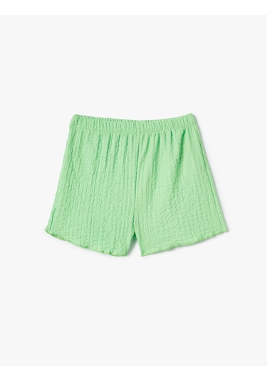 Koton Bürümcük Mini Şort Beli Lastikli Yeşil 4skg40085ak Yeşil