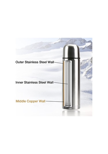 Honmex 304 Çelik İçli Çift Katlı Vakumlu Termos Bardak, 6-12 Saat Isı Saklama, 500ml, Doğal Rengi Diğer