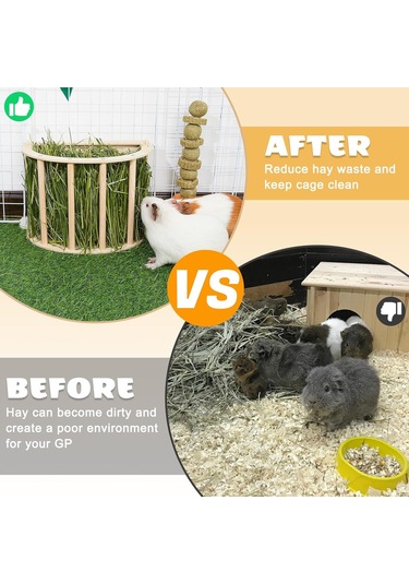 Ruicoo Ahşap Tavşan Yem Depolama Rafı - Büyük Kapasiteli, Diş Sağlığı İçin, Kolay Kurulum, Kedu Ve Tavşanlar İçin