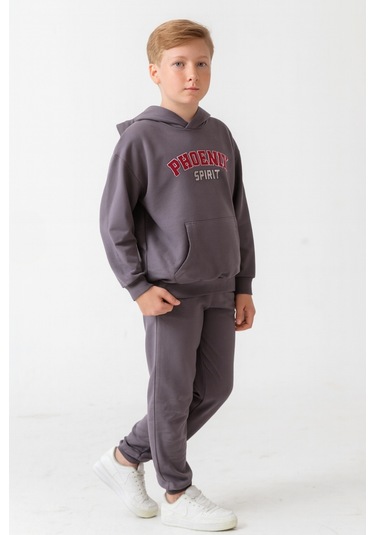 Erkek Çocuk Phoenix Sprit Baskılı Alt Üst Eşofman Takımı Ak7870 Gri