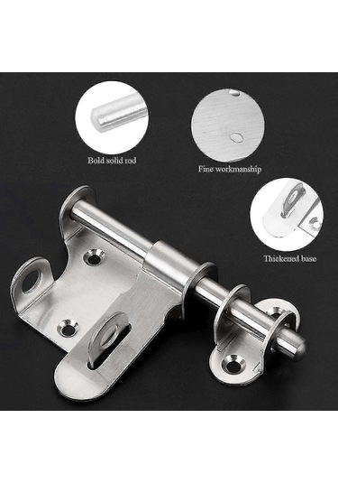 Sürgülü Kapı Mandalı Cıvatası Mandalı Kalınlaştırılmış Paslanmaz Çelik Sağlam Dayanıklı Kilit Delikli Banyo Mutfak Bahçe Yatak Odası Dolap Dış Mekan