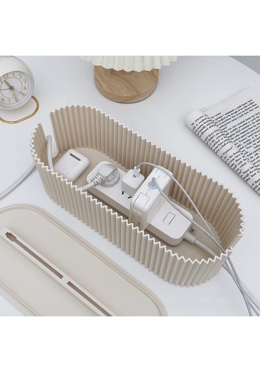 Xindoker Ev İçin Kabloları Düzenleyici Kutusu - Pratik Masüstü Soket Ve Veri Kablosu Saklama Kutusu Krem Beyaz Classıc