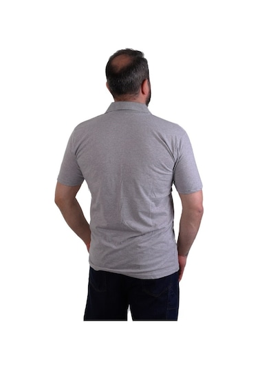 Eser - Polo Yaka Kısa Kol Penye İş Tişörtü - Cepli - Gri