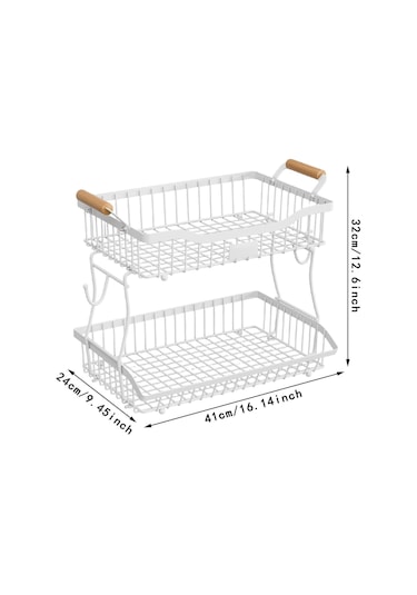 Suntek Otel Tezgah Üstü Mutfak Için 2 Katlı Meyve Sepeti Beyaz