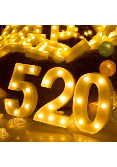 Sayı Işıkları, İşaretler, Düğün Doğum Günü Partisi Noel Lambası Gece Lambası Ev Bar Dekorasyonu İçin Sayı Harflerini Aydınlatır 8 Çok Renkli