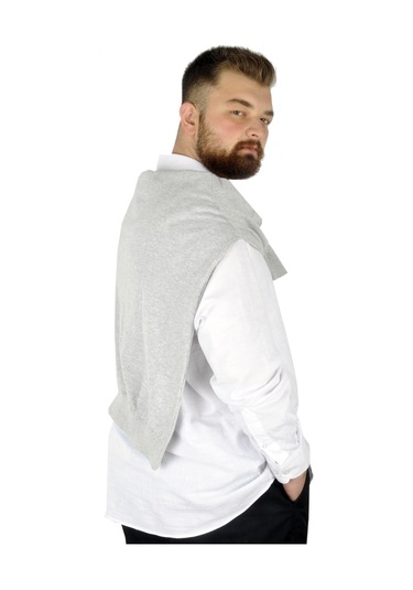 Mode Xl Büyük Beden Kazak V Yaka 22206 Gri 001