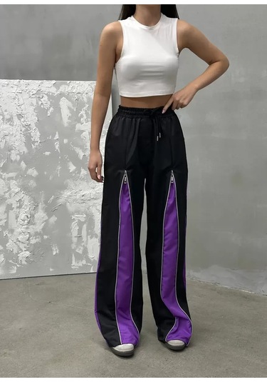 Paradise Urban Zip Track Pant Blok Detaylı Mor