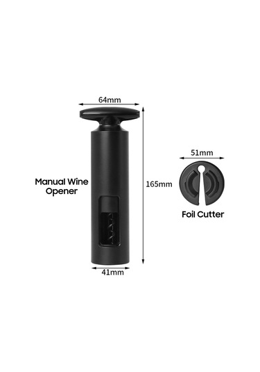 Konesam Siyah Şarap Açıcı Seti: Manuel Açıcı, Köpürtücü, Vakum Tıkaç Ve Folyo Kesici Partiler, Akşam Yemeği İçin Tam Züccaciye Siyah