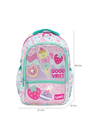 Wia Pembe Dondurma Desenli Kız Çocuk Okul Çanta Seti 3 Parça Çok Renkli