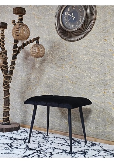 Siyah Sivriltmel Ayaklı 60 Cm Puf Bench - Puf - Bench - Oturak - Çok Renki