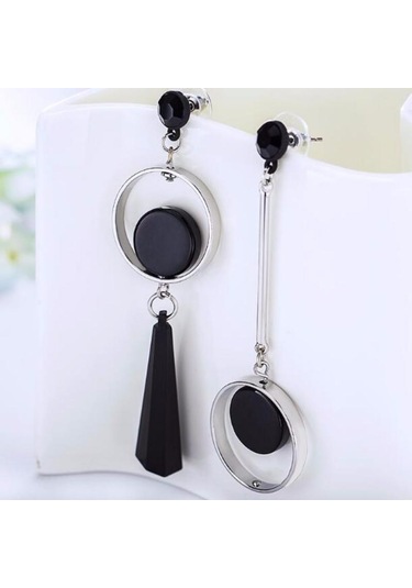 Altın Moda Geometrik Uzun Asimetri Küpe Taklidi Daire Kulak Damızlık Yeni Akrilik Büyük Küpe Çok Renkli