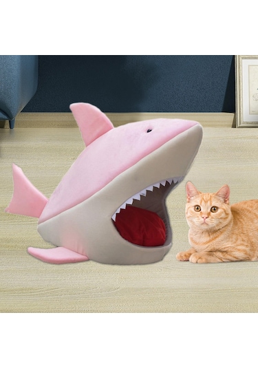 Homyl Köpekbalığı Şekli Kedi Yatak Yavru Uyku