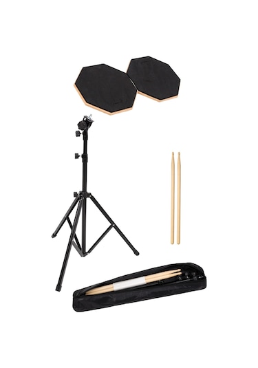 Bateri Davul Drum Pratik Pedi Pad Seti Standlı Baget Tekli Set