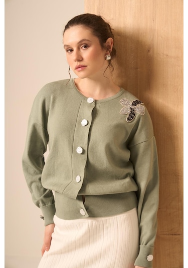 Ftz Women Çiçek Detaylı Hırka Mint 25022 Mint