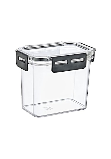 Clear Dikdörtgen Erzak Kabı - Silikonlu Ve Kilitli Kapaklı Saklama Kabı 800 Ml 14 X 11,5 Cm ŞEffaf