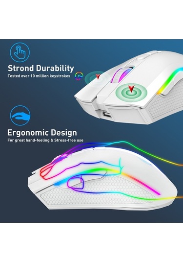 Joyjadehub Mufunye Hxsj T69 Kablosuz Rgb Mekanik Oyun Faresi - -