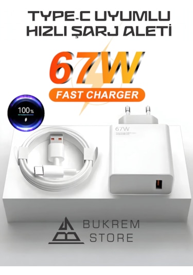 67 Watt Hızlı Şarj Aleti Adaptör Ve Kablo Set Type-c Kablo Sony Uyumlu