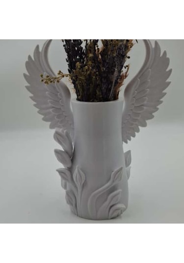 Anka Kuşu 3d Beyaz Vazo Beyaz