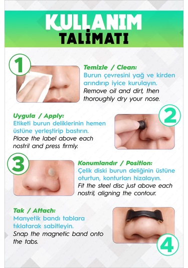 Premium 15 Li Siyah Manyetik Burun Bandı Seti Rahat Nefes, Kola