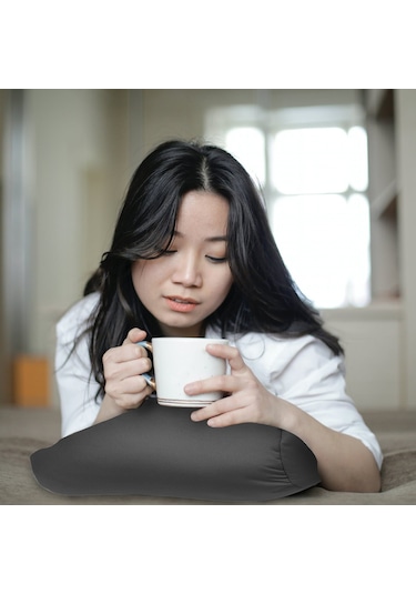 Symbee Siyah 30x16cm Silindirik Ym-110 Köpük Tanecikli Yastık: Bel Ve Boyun Desteği, Ev Ofis Araç Uçak Kullanıma Uygun Diğer