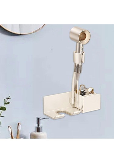 Ganzhoushop Duvara Monte Saç Kurutma Makinesi Tutucu Saç Kurutma Makinesi Standı Yerden Tasarruf Sağlayan Çok Amaçlı Banyo Saç Kurutma Rafı Duş Odası Otel Homewhite Çok Renkli