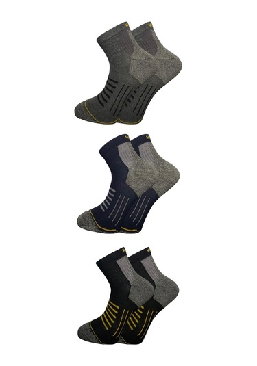 Erkek Yarım Konç Çok Renkli Pamuklu Çorap 3'lü Paket Çok Renkli