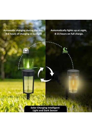 Geeroyoo Güneş Enerjili Bahçe Aydınlatma Led Lamba, Ip65 Su Geçirmez, 2'li Paket, Siyah