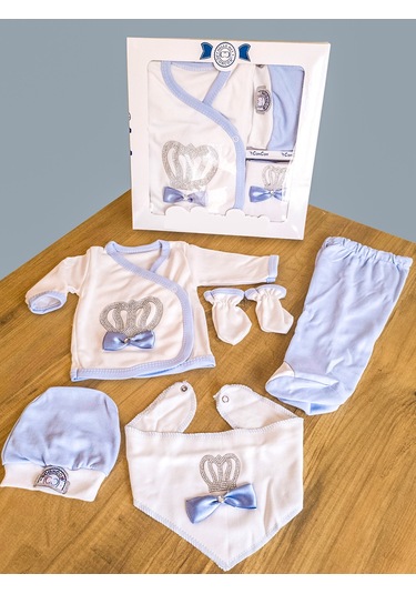 Bebek Bakım Çantası Ve 5 Parça Panda Hastane Çıkışı İkili Set Mavi - Siyah