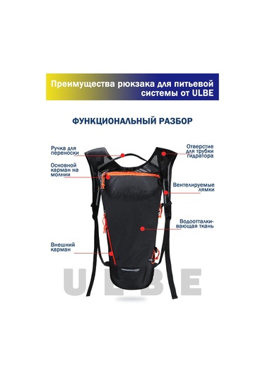 Ulbe Hidration Seti İçin Spor Sırt Çantası 246091029 Siyah