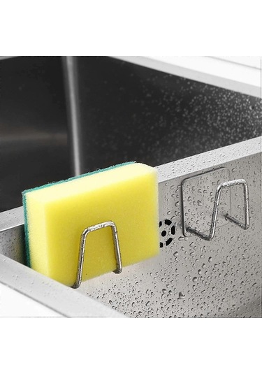 2'li Paket Cilalı Lavabo Tutucu Kendinden Yapışkanlı Süngerlik Düzenleyici Mutfak Aksesuarları İçin Diğer