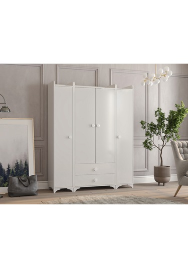 Patiko Swing Bdlp 050 4 Kapılı Dolap Beyaz