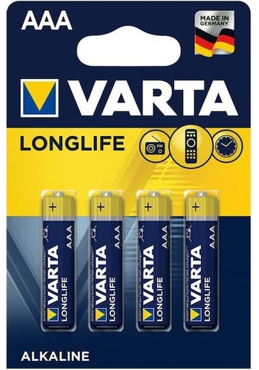 Varta 4103 Longlife Alkalin AAA İnce Kalem Pil 4'lü